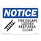 Signmission OSHA Sign, Fire Escape Ladder Keep Area Clear W/, 10in X 7in Rigid Plastic, 7" W, 10" L, Landscape OS-NS-P-710-L-12582 - alternate 1